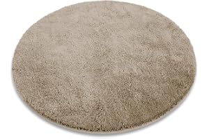 casa pura Badmatta rund 120 cm beige, fluffig badrumsmatta raggy, badrumsmatta halkfri, tvättbar, duschdraperi, matta dörrmat