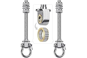 SELEWARE Set of 2 Ceiling Hooks, Heavy Duty Swing Hooks, 304 Stainless Steel Wooden Beam, Ceiling Mount with Bearings for Hanging Chairs, Porch, Patio, Playground, Swing Hanger