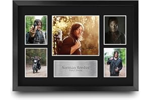 HWC Trading FR A3 Norman Reedus Walking Dead Daryl Cadeaux Imprimé Signé Autographe Photo pour les fans d’émissions de télévision - A3 Encadré