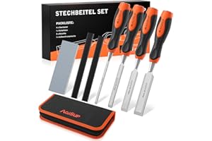 AojSup Ciseaux à Bois Professionnels, Jeu de Ciseaux à Bois Comprend 4 Pièces Ciseau (6, 12, 19, 25mm), Set de Ciseau à Bois avec Sac de Rangement, Ciseau a Bois pour Débutants et Professionnels