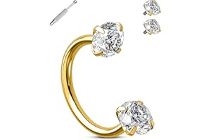 OUFER Body Piercing Anneaux de nez en forme de fer à cheval 20 g/18 g - Filetage interne - En acier chirurgical 316L - Piercing de nez pour lèvre, sourcil, hélix, daith, oreille - Bijoux de piercing