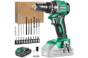 Perceuse Visseuse Sans Fil Brushless, BETENST Visseuse Devisseuse Sans Fil 21V avec Batteries 2.0Ah, 45N.m Max, 20+1 Réglages de Couple, 20 Accessoires, 2 Vitesses pour Bricolage, Vert
