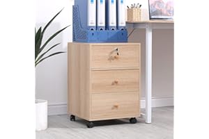 REDD ROYAL Mobile Lockable File Storage Cabinet with 3 Drawers on Wheels Under Desk Wood Beside Cabinet Pedestal for Unit Document Home Office Printer Stand Filing Side Drawers Nightstand on Caster (walnut)