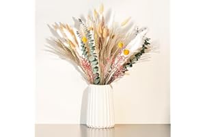 YUEONEWIN 111 Stück Pampasgras Trockenblumen Deko, Natürliche Getrocknet Blumen Set, Getrocknete Pampas Grass für Boho Deko Trockenblumenstrauß Wohnzimmer Tischdeko Flur Schlafzimmer Hochzeit (111Pcs)