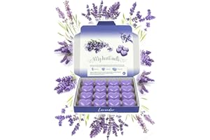 SPOTLESS LEOPARD Cera derretida de lavanda: 16 piezas x 5 g de cera derretida en forma de corazón perfumada con lavanda en una caja de regalo de presentación, vegana y apta para mascotas, libre de crueldad y crueldad