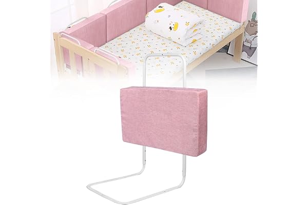 LZQ Barrière de lit pour enfant - Protection contre les chutes - 60 cm - Hauteur réglable - Pour lits d'enfants, lits parentaux et tous les matelas - En bois massif (rose, 60 cm × 2)