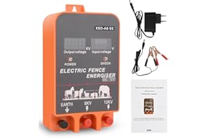 KEDIFOAI 15KM Pastor Electrico, cerca eléctrica Controlador de pulso de alto voltaje seguro Granja de animales Cerca eléctrica Pastor Granja de animales Pastor eléctrico (Orange)