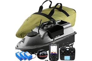 YLLLLY 500M GPS barchino carpfishing Bait Boat Carp Hook Post barca da pesca, sensore LCD Fishfinder, con borsa, 12000mAh Batteria di grande capacità, regala antenne, eliche e altri piccoli regali, one key r