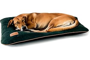 Halkalife Dog Pillow, Velour, Soft, Waterproof, Easy to Clean, Removable Cover, Bottle Green, L
