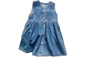 ACMEDE Salopette Bimba con Tasche, Bambina Denim Bretella Vestito Outfit Carina Jeans Salopette Neonate Ragazza Moda Denim Vestito Casual Blu Tuta Gonna con Bretelle per Bambine 1-9 Anni