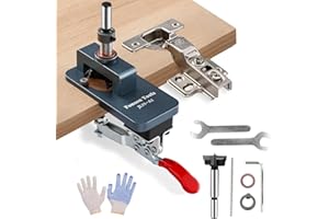 BURNTOP 35mm Concealed Hinge Jig, Metal Cabinet Door Hinge Jig, Accurate Hinge Drilling Hole Puncher Hole Guide Locator with Quick Clamp, Household Woodworking Tools for Door Cabinets Hinges Mounting