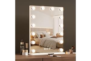 ‎HANSONG Hansong 40x50 Hollywood Spiegel - Spiegel mit Beleuchtung 14 LED, schminkspiegel mit Beleuchtung 3 Modi, Schminktisch Spiegel, Tisch- und Wandmontage