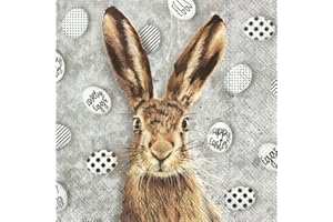 IDEAL HOME RANGE IHR Paper Napkins, Pack of 20 3-ply Lunch Size, Oh My Rabbit