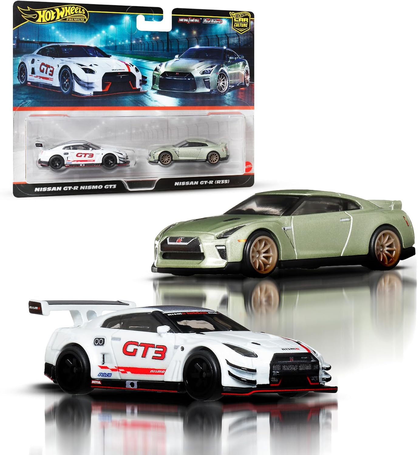Hot Wheels Premium Car Culture, Pack con Dos vehículos a Escala 1:64, Parejas únicas, neumáticos Real Riders™, chasis Metal/Metal, Juguete para coleccionistas, JBL05