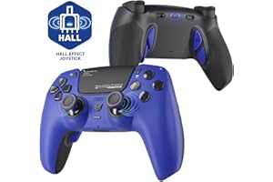 HEXGAMING PHANTOM Pro Juego Controlador para ps5/PC/Móvil, Elite Gamepad con 4 Botones Reasignables/6 Perfiles de Remapeo/8 Palancas/Gatillos para ps5 Juego Adaptable-Efecto Hall(Azul Aueño)
