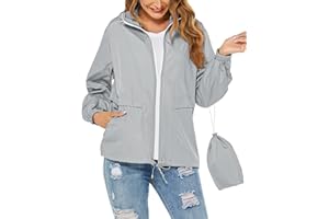 Tisfeer Regenjacke Damen Wasserdicht Leicht Regenmantel Windbreaker Packbar Dünne Regenjacken Windjacke mit Kapuze