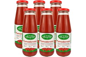 ‎VALLE DEL CRATI ECCELLENZE GASTRONOMICHE DAL 1998 Valle del Crati Italienische Tomatensauce | 6 Flaschen | Natürliches Tomatenpüree, vegan, glutenfrei | Ideal für Pasta, Pizza, Fleisch, Fisch | Fertig in 5 Minuten | 6 x 720 ml