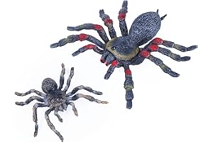 SIENON Realistische Spinnentierfiguren - 2 Stück Spinnenfiguren Insektenspielzeug Spinnenaktionsmodell Spinnenspielzeugfiguren Giant Whiteknee Tarantula Spinnen-Halloween-Streich-Requisiten (Spiders)