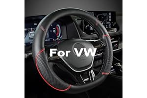 ‎GIANT PANDA GIANT PANDA D-Form Lenkradbezug aus PU-Leder, maßgeschneidert und kompatibel mit VW kompatibel mit Volkswagen D Form Lenkrädern – rutschfest, atmungsaktiv, Schwarz+Rot