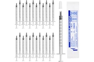 ZWQLZG 24 Stück Kolostrum Spritze 1ml Spritze mit Kappen Einwegspritzen Spritze 1ml Futterspritze Kolostrum Spritzen zum Messen von Flüssigkeiten, Wissenschaftliche Labors, Haustierfütterung (24, Weiß)