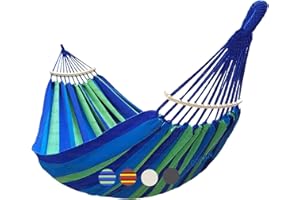 GOCAN Hängematte 2 Personen 220x160cm Gesamtlänge 330cm Last 300kg Leinwand-Baumwoll-Hängematte Outdoor für Garten Indoor Kinder Balkon Rot Mit abnehmbarem Spreizstab