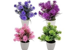 Fycooler Plantas Artificiales, Mini Plantas Artificiales Plásticas de Maceta Vegetación Falsa Plantas de Interior Bonsai de Hierba Verde Decoración Interior del Jardín del Hogar de la Oficina - 4 PCS