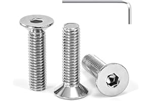 Tunejoy Tornillo Avellanado M5 x 20 mm Tornillos de Cabeza Avellanada Hexagonal de Acero Inoxidable A2 V2A Norma DIN 7991 con llave Allen Rosca Completa 30 Piezas