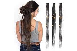 Dsoar Clip In Dreadlock Extensions 20 Inch 3PCS Ręcznie Robione Syntetyczne Dredy 0,6 cm z Klipsami Miękkie Szydełkowe Przedłużenia Loków