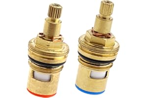 ENET Cartuccia di ricambio per rubinetto/acqua calda in ottone per disco ceramico 1/4 quarto di giro 20 denti G 1/2"