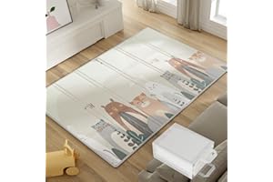 Uanlauo Tappeto da Gioco Pieghevole, 200x130x1cm Impermeabile Tappetone Pieghevole per Bambini, Neonati Reversibile e Non Tossico Tappeti Bambini Gioco con Borsa di Trasporto