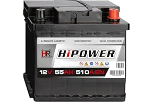 HR-POWER HR HiPower Blei-Säure 55Ah 12V 510A/EN Autobatterie mit bewährter Calcium-Calcium-Technologie (Ca/Ca)