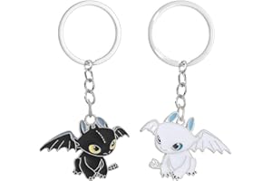 MUNSKT 2 llaveros de dragón volador, colgante de dibujos animados para amigos y parejas (blanco y negro), llavero de dragón sin dientes para el día de San Valentín, cumpleaños, etc., En Blanco Y Negro