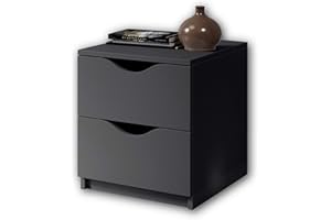 STELLA TRADING LUKI stolik nocny z dwiema szufladami w kolorze grafitowym – nowoczesna szafka nocna z miejscem do przechowywania Twojego łóżka – 40 x 45 x 42 cm (szer. x wys. x gł.)