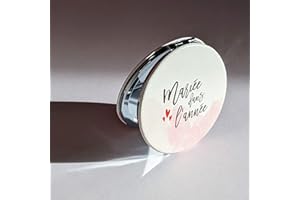 Te Whaka | Miroir Mariée dans l'année - Future mariée - Cadeau EVJF, Cadeau Mariage - Accessoire Mariage | Miroir de Poche, diamètre 7 cm