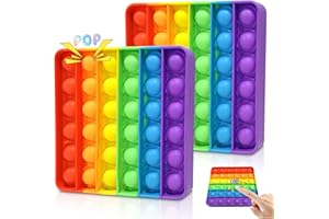 TOGETDREAM 2 Stück Push and POP Bubble, Sensorisches Fidget Spielzeug Anti-Stress, Pop Bubble Sensory Fidget Toy Relief Angst Autismus, Antistress Regenbogen für Kinder und Erwachsene