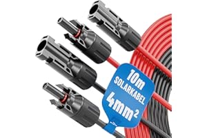 ‎ABSINA 2X 10 Meter Solarkabel 4mm2 H1Z2Z2-K schwarz & rot - PV Kabel 4mm2 UV-beständig - Solarleitung 4mm2, PV Leitung, Photovoltaik Montage Zubehör, Solar Kabel 4qmm von ABSINA