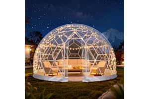 Yorkgargen 4.6 x 2.9m Gewächshaus Gartenkuppel Igloo,Gartenkuppel TPU Blasenzelt für 8-12 per,Gartenblasenzelt mit 2 Lichterketten, Durchsichtiges Kuppelzelt für Hinterhof,Party,Weihnachten,Hochzeiten