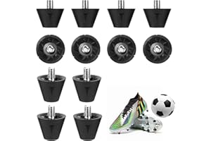 Lycasia 12PCS Football Studs Metal Studs Football Boots,Rugby Studs Metal Tipped Replacement Football Studs,Plastic Football Studs Replacement 2 Sizes for Adults Kids Black