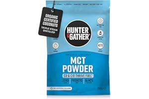 Hunter & Gather Premium Organic MCT Powder C8 y C10 250 g I Keto Friendly | Sin sabor | Sin semillas ni aceites vegetales | Apoya el ayuno cetogénico y (IF)