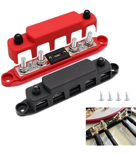 EPLZON M6 1/4 2 Stück Anschlussbolzen Batterieklemmenblöcke 12-48V DC Sammelschiene Busbar für