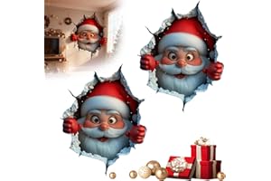 YSINOBEAR Christmas Creative Wall Sticker,3D Peel Stick Christmas Wall Stickers,Large Santa Claus Wall Decals, Removable Large Xmas Santa Wall Stickers,Winter Santa Claus Wall Decals Decorations (A-2pcs)