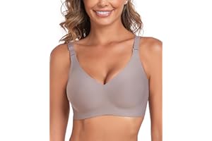 Vinfact Nahtloser Minimizer BH Damen Ohne Bügel V-Ausschnitt Bralette Damen BHS Atmungsaktiver Und Ultrakomfortabler T Shirt Schlaf BH Mit ZusäTzlicher BH-VerläNgerung