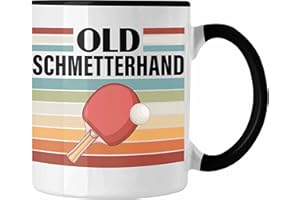 Trendation - Tischtennis Schmetterhand Tasse Geschenk Tischtennisspieler Geschenkidee Lustig für Männer Tischtennis Zubehör (Schwarz)