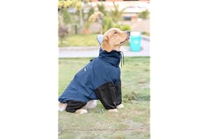 Bravo & Co. Full Body Raincoat for Dogs Waterproof, Quick Snap Velcro Fastening, Leash Hole, Comfortable & Secure Coverage Easy to Clean, Ideal for Wet Weather Protection Navy Blue & Black, 5XL