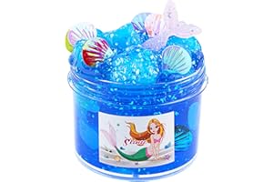LAWOHO Slime Clear, Cubetto di Gelatina di Sirena Blu da 200ml, Melma Croccante Scintillante, Bomboniera per Bambini, Compleanno, Pasqua, Natale, Regalo di Capodanno per Ragazze e Ragazzi dai 6 7 8 9 10, 821
