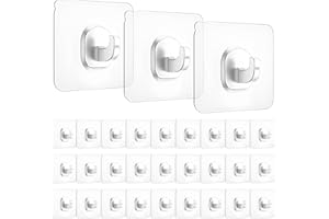 Juces Hogar ® - Ganchos adhesivos para pared - 30 piezas - 6cm - Transparente - Ganchos para colgar - Colgadores adhesivos resistentes - Gancho adhesivo fuerte
