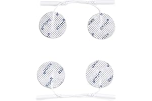 4 électrodes axion | Patchs rondes de 32 mm de diamètre pour électrostimulateur TENS et/ou EMS réutilisables et autocollants avec connexion filaire de 2 mm