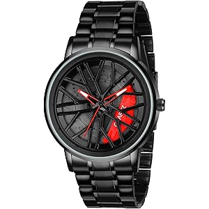 Matrix MotionX | Spinning Car Wheel Dial with Black Coated Stainless Steel Chain & Butterfly Double Snap Lock for Men & Boys