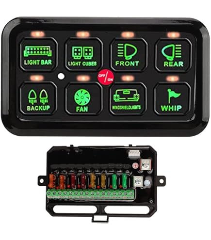 Chelhead 12V 60A RGB 8-gang Bluetooth 12V/24V schakelaarpaneel, LED-touch-bedieningspaneel met achtergrondverlichting, dimbare functie, app-bediening, waterdicht, compatibel met vrachtwagen, boot, SUV Chelhead 12V 60A RGB 8-gang Bluetooth 12V/24V schakelaarpaneel, LED-touch-bedieningspaneel met achtergrondverlichting, dimbare functie, app-bediening, waterdicht, compatibel met vrachtwagen, boot, SUV