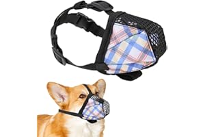 SAKERR Soft Adjustable Dog Muzzle - Breathable Mesh Cloth, Anti-Bite, for Biting, Grooming, Barking, Chewing, Licking (S)